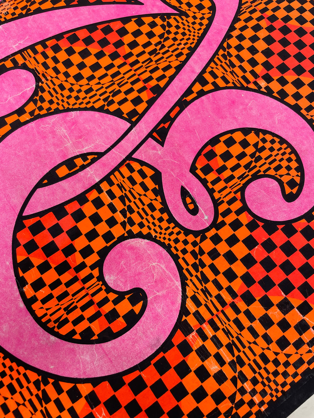 Love, vintage blacklight silk screen poster, 1971 Happiest Kid Finds