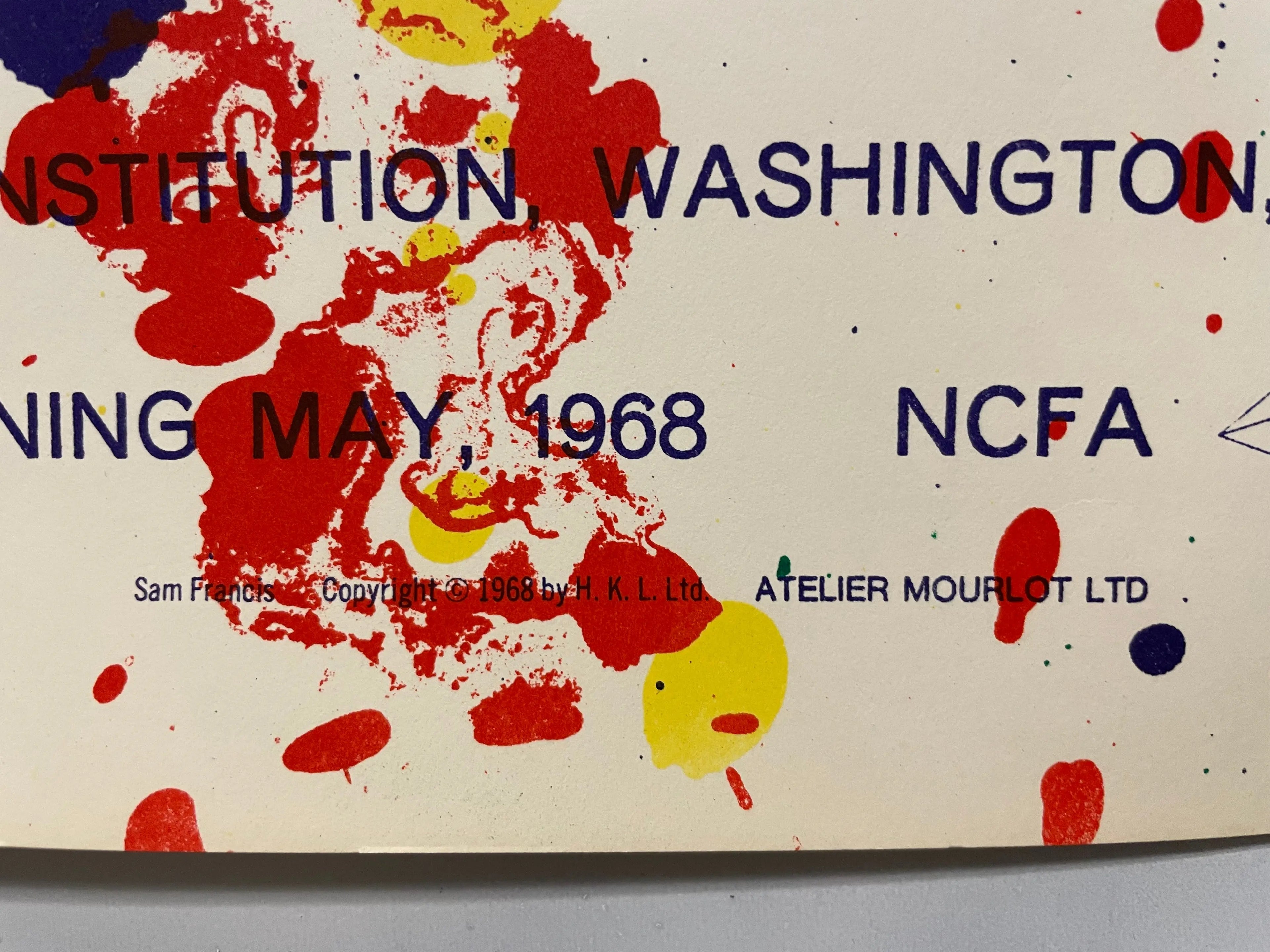 Sam Francis, Smithsonian Institution, Washington D.C., vintage lithographic exhibition poster, 1968 Happiest Kid Finds