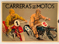 Carreras de Motos Antique Spanish Motorcycle Racing Poster c.1940s | Happiest Kid Finds Happiest Kid Finds