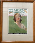 Portrait of Lady Golfer, framed vintage Saturday Evening Post cover, April 22, 1933 Happiest Kid Finds