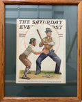 Dad at Bat Framed Vintage Saturday Evening Post Cover June 1929 | Happiest Kid Finds Happiest Kid Finds