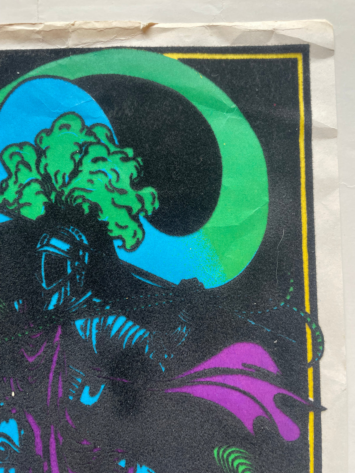 vintage flocked black light, Ghost Rider, small format  poster, 1977 - HAPPIEST KID FINDS - Museum-quality antique and vintage posters, original art, preservation and restoration