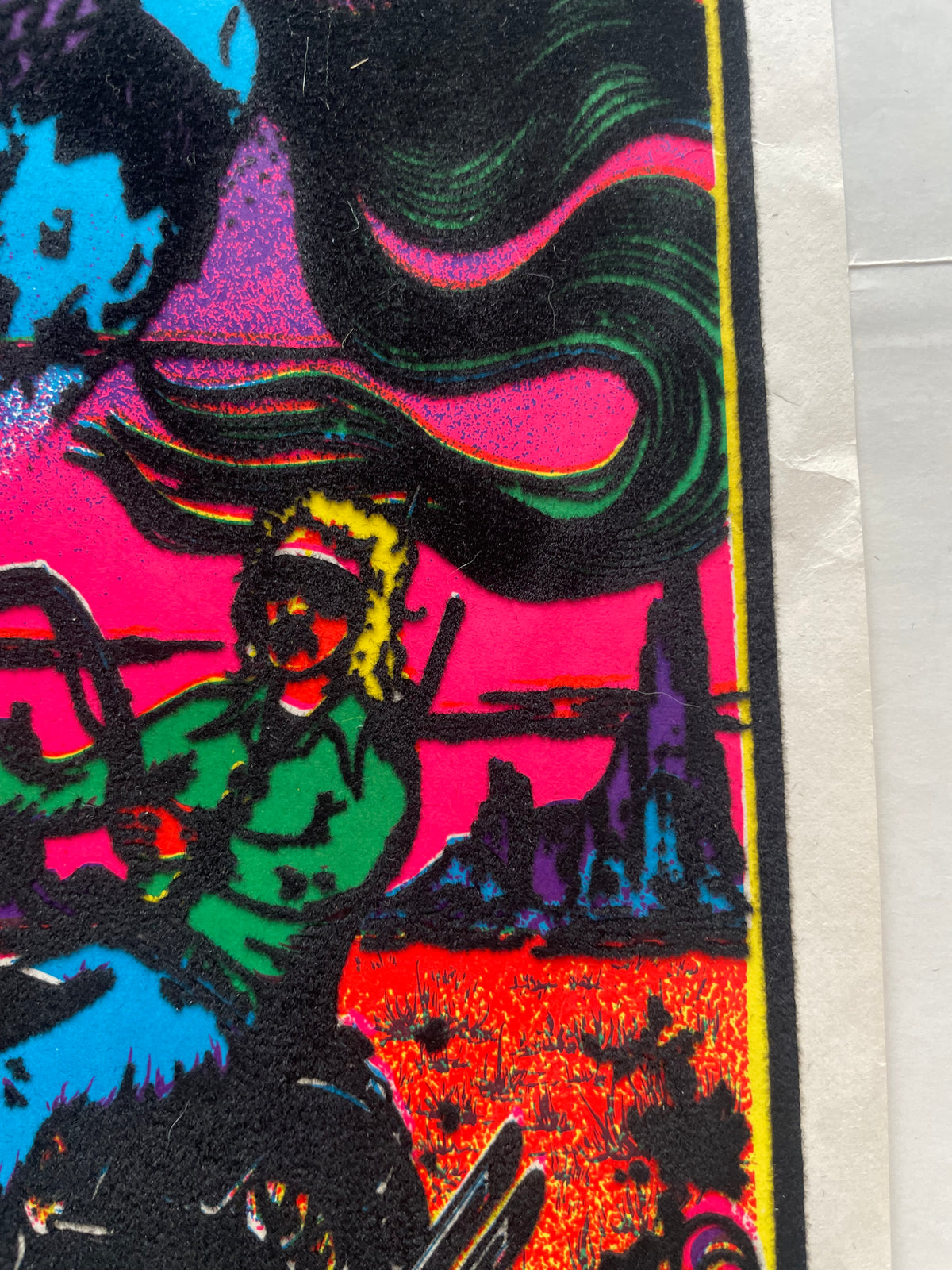 vintage flocked black light, Ghost Rider, small format  poster, 1977 - HAPPIEST KID FINDS - Museum-quality antique and vintage posters, original art, preservation and restoration