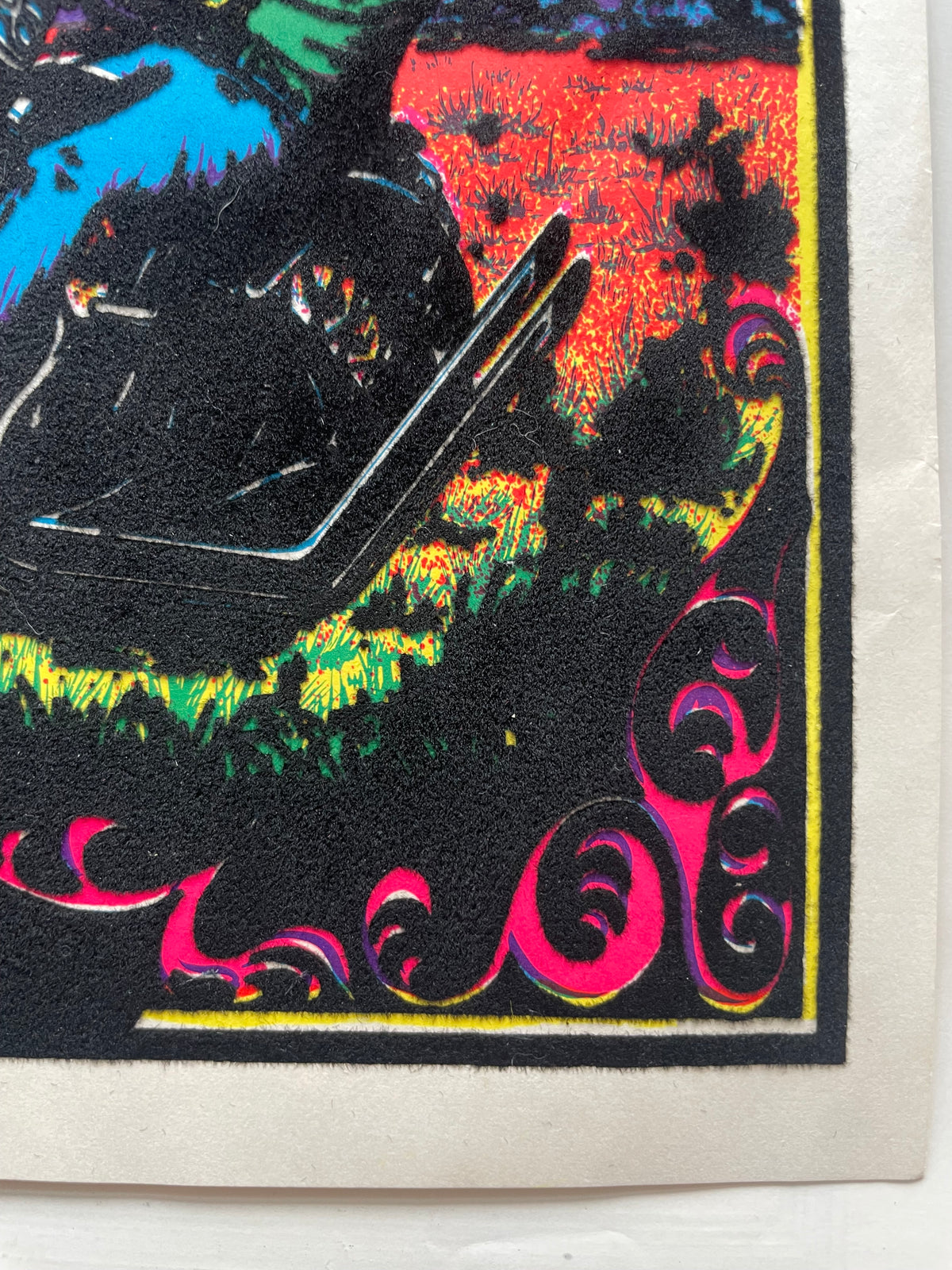 vintage flocked black light, Ghost Rider, small format  poster, 1977 - HAPPIEST KID FINDS - Museum-quality antique and vintage posters, original art, preservation and restoration