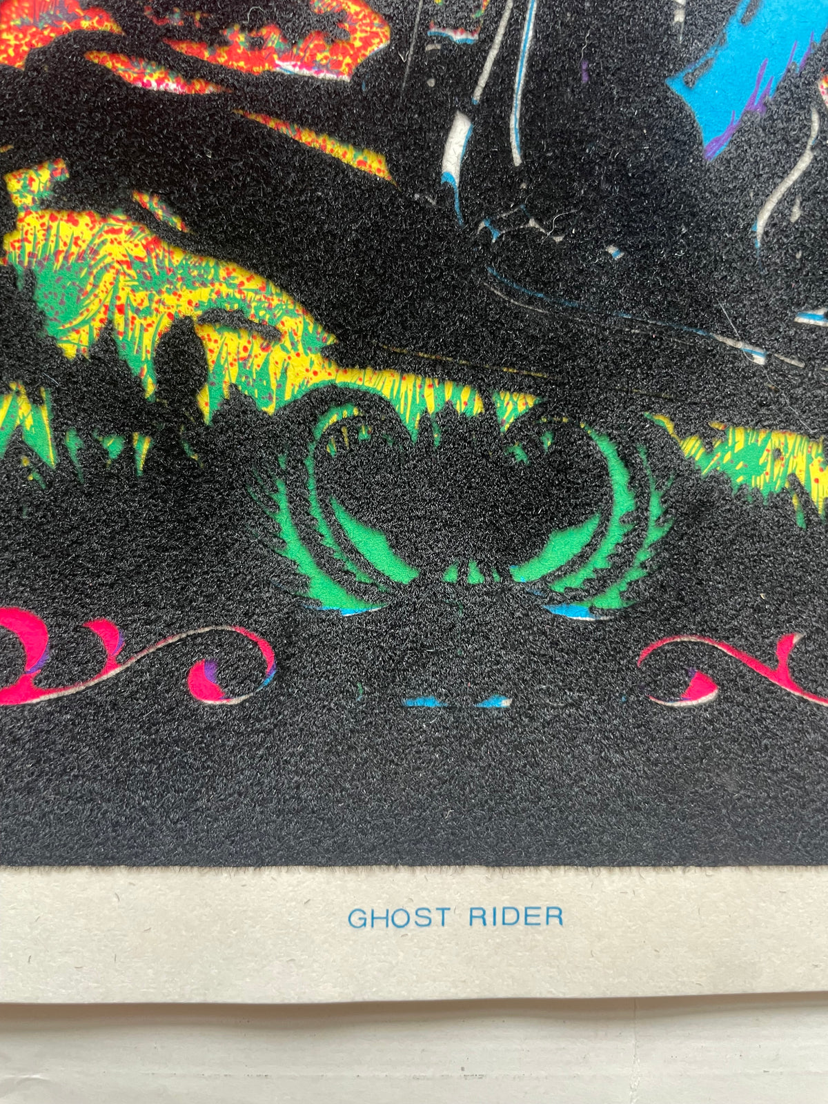 vintage flocked black light, Ghost Rider, small format  poster, 1977 - HAPPIEST KID FINDS - Museum-quality antique and vintage posters, original art, preservation and restoration