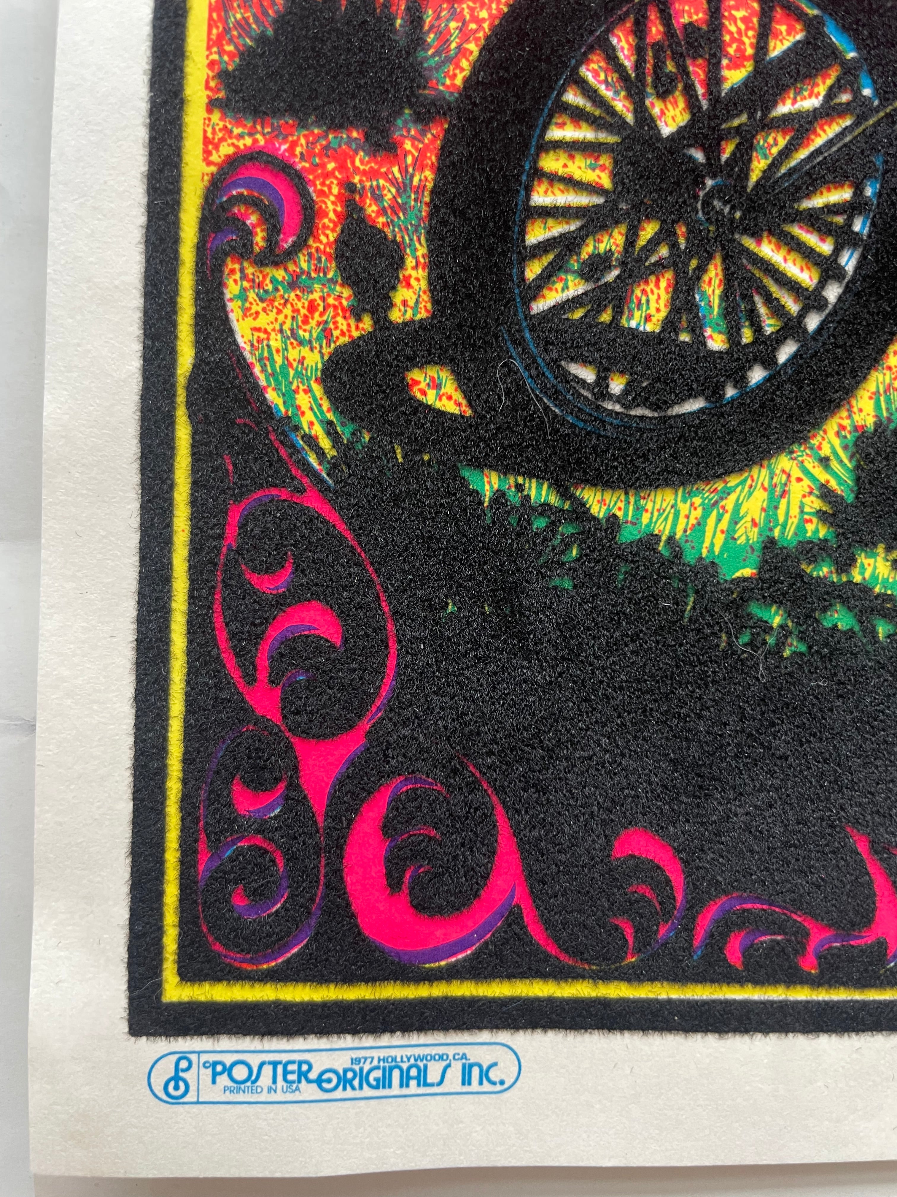 vintage flocked black light, Ghost Rider, small format  poster, 1977