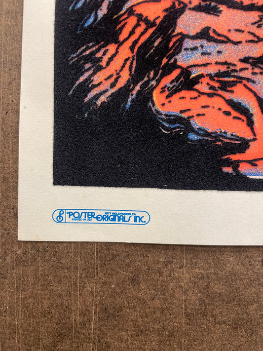 vintage 1977 flocked, Stallion Challenge, mini black light poster - HAPPIEST KID FINDS - Museum-quality antique and vintage posters, original art, preservation and restoration