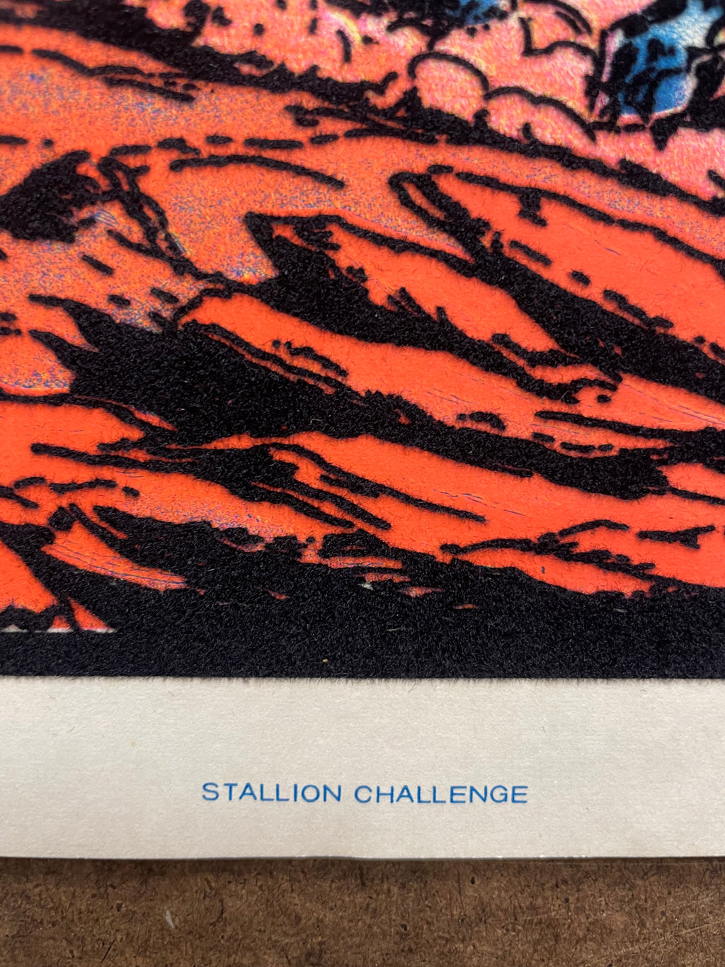 vintage 1977 flocked, Stallion Challenge, mini black light poster