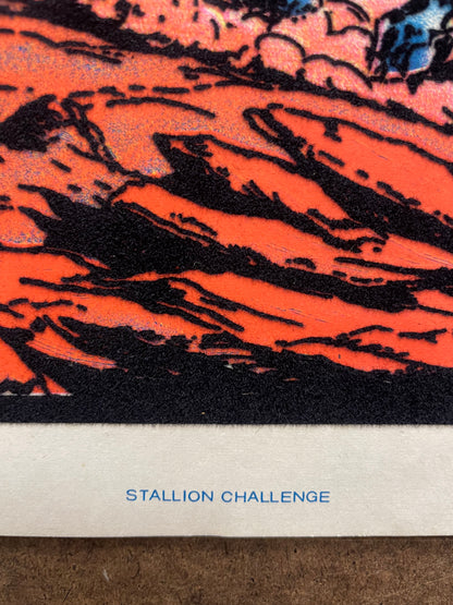 vintage 1977 flocked, Stallion Challenge, mini black light poster - HAPPIEST KID FINDS - Museum-quality antique and vintage posters, original art, preservation and restoration