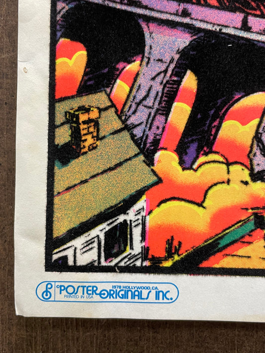 vintage 1977 flocked, Gorilla, mini black light poster - HAPPIEST KID FINDS - Museum-quality antique and vintage posters, original art, preservation and restoration