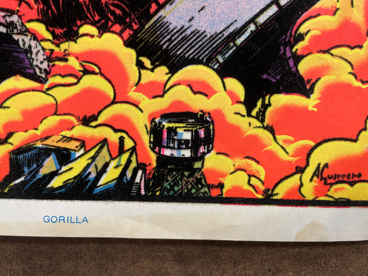 vintage 1977 flocked, Gorilla, mini black light poster - HAPPIEST KID FINDS - Museum-quality antique and vintage posters, original art, preservation and restoration