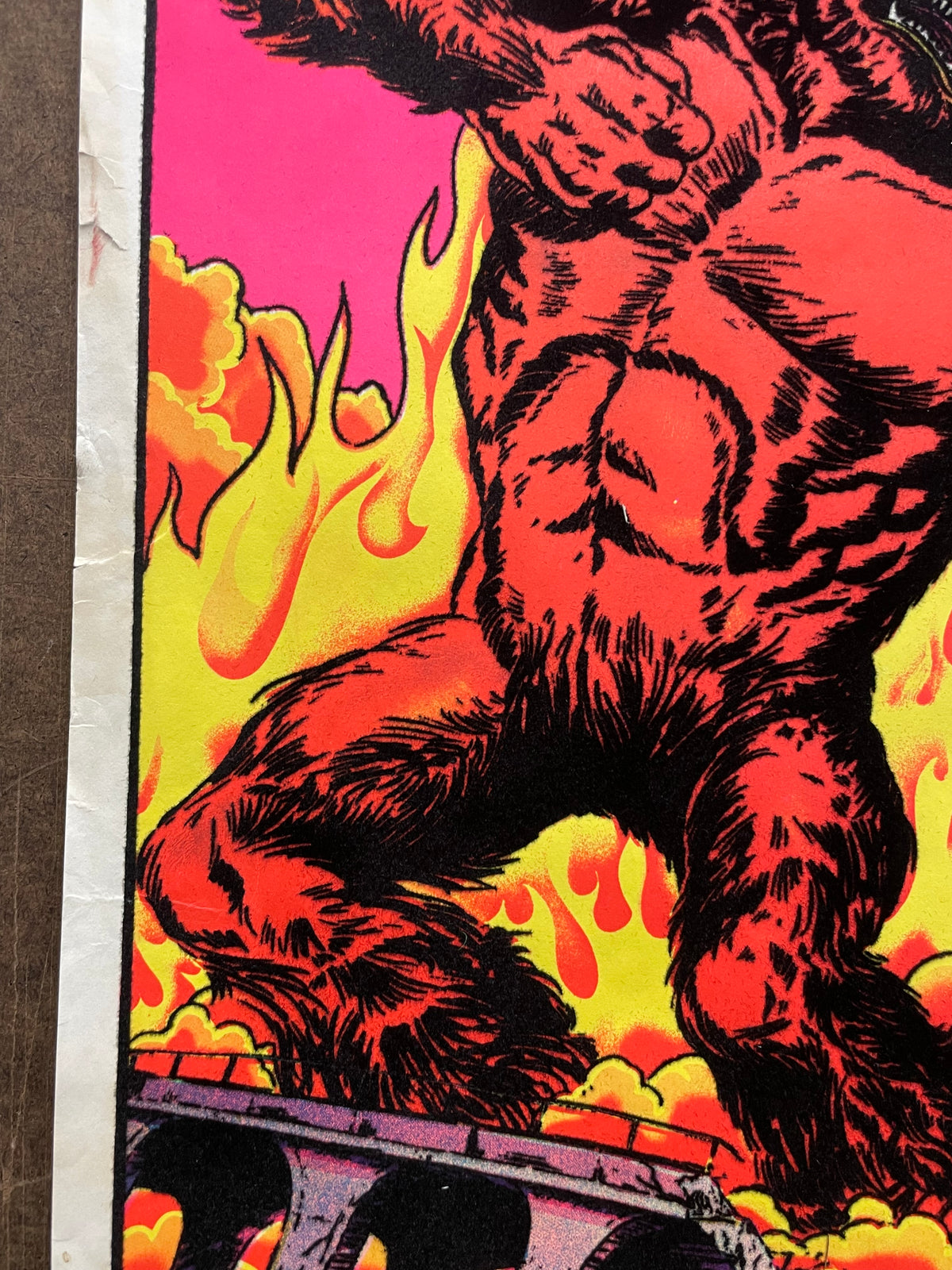 vintage 1977 flocked, Gorilla, mini black light poster - HAPPIEST KID FINDS - Museum-quality antique and vintage posters, original art, preservation and restoration