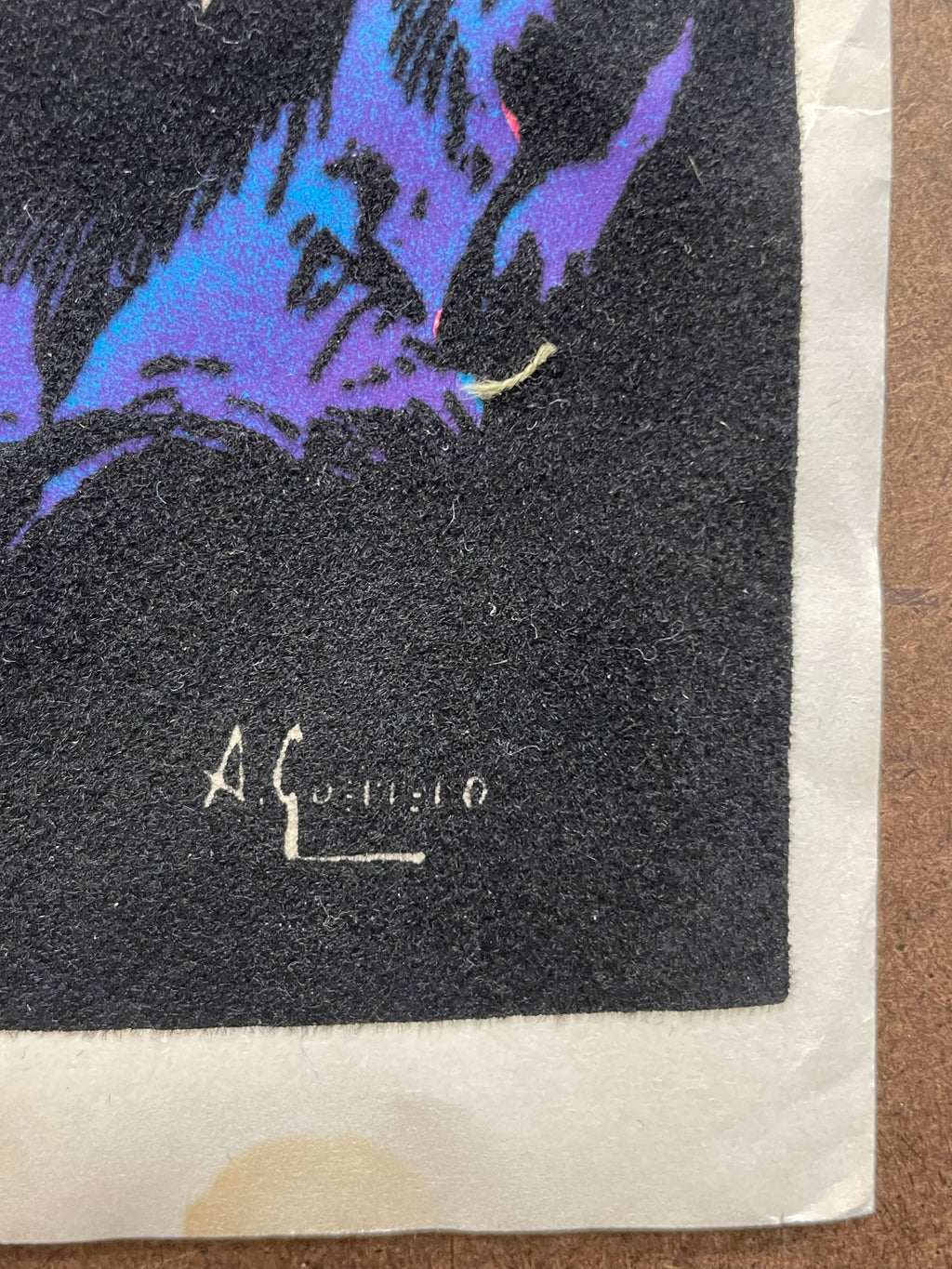 vintage 1977 flocked, Tiger, mini black light poster