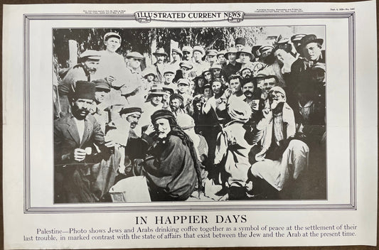 Black and white photo of a crowd with text 'In Happier Days' at the bottom, framed as an illustration.