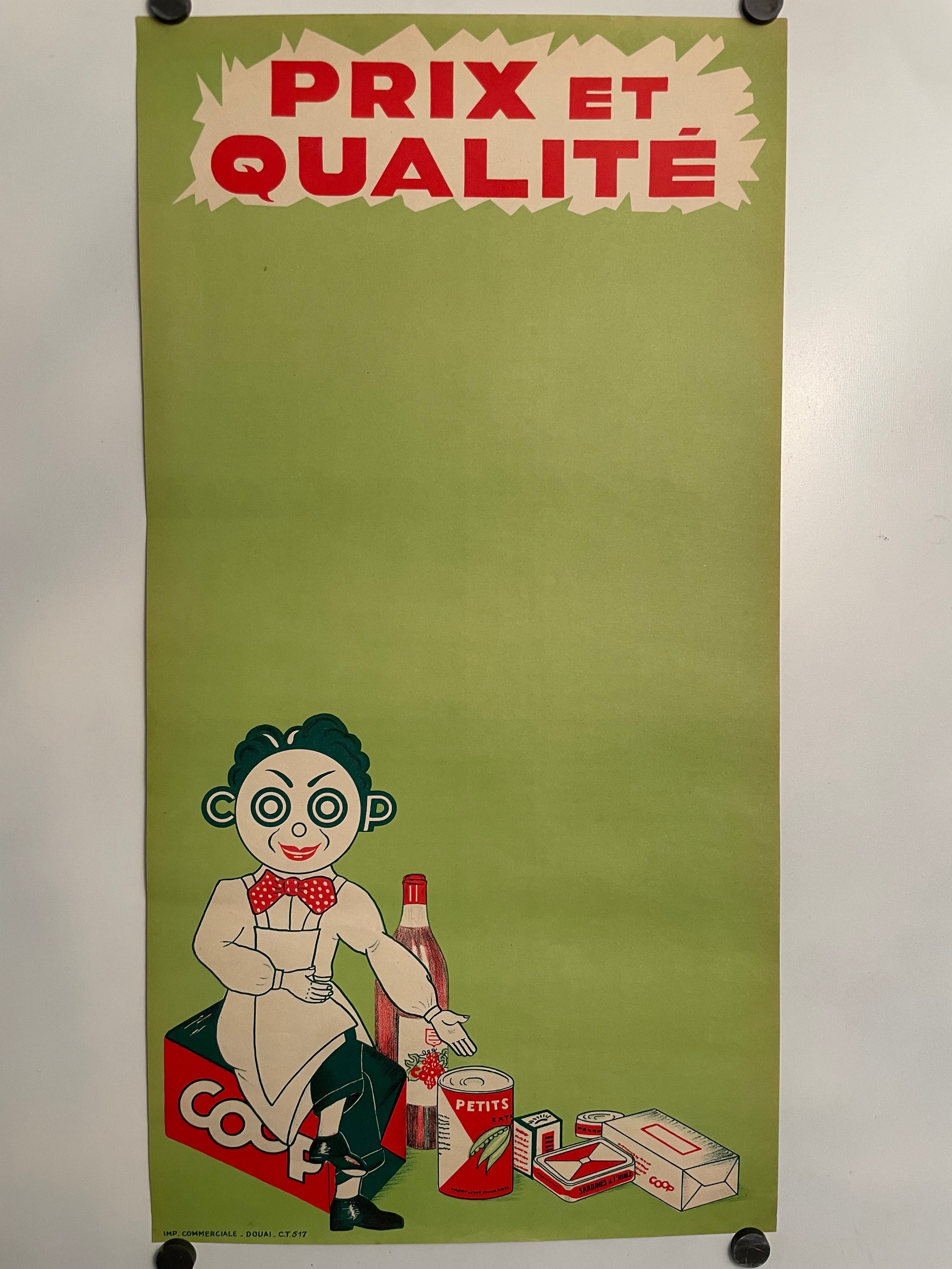 Prix et Qualite - COOP Supermarket, vintage advertising poster, c.1920 Happiest Kid Finds
