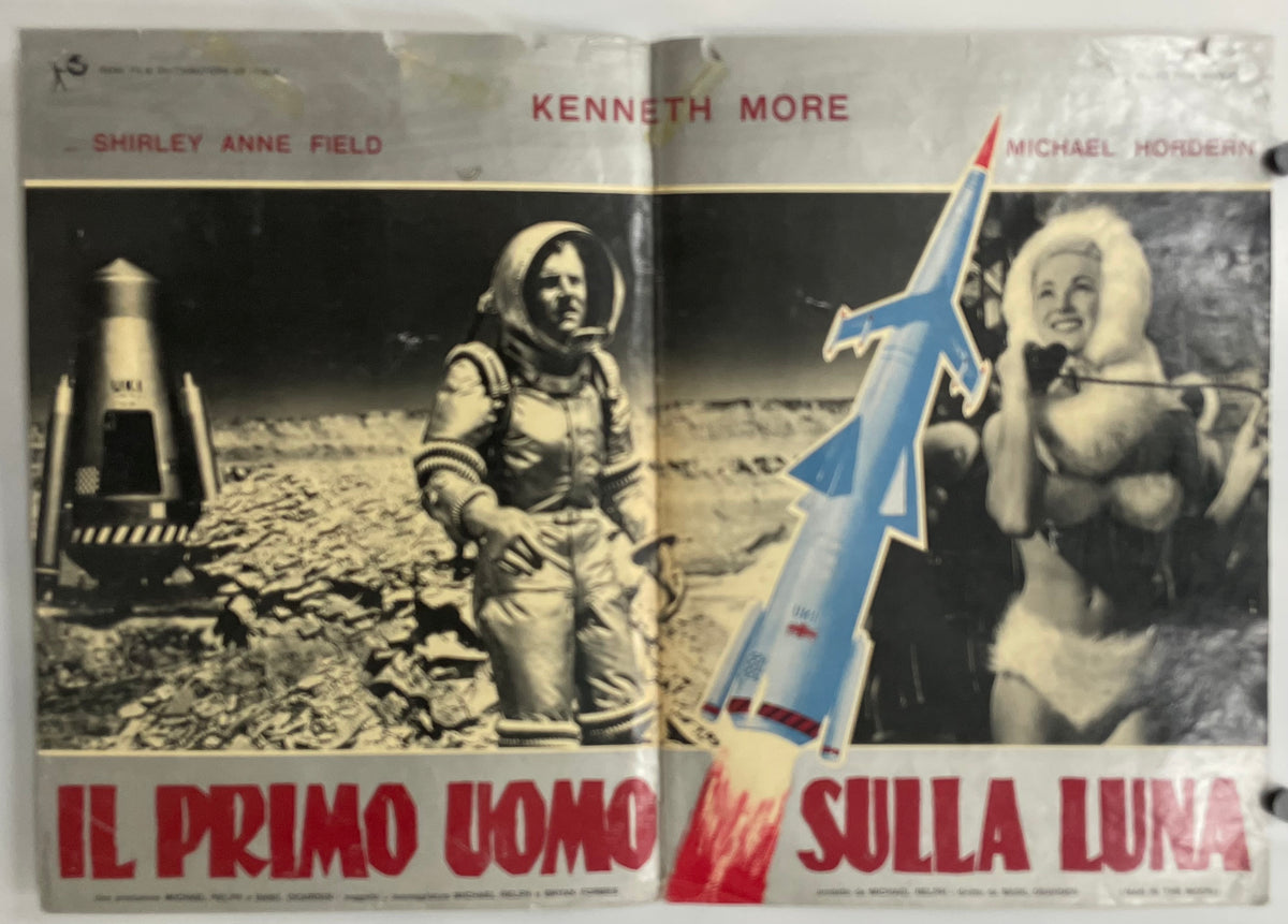Vintage movie poster with astronaut, rocket, and space-themed graphics.