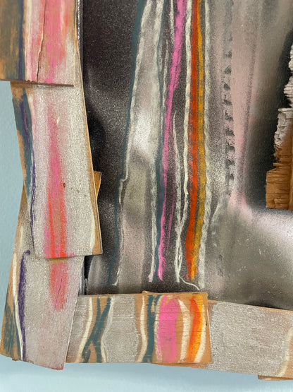 Textile with multicolored horizontal stripes on a textured background
