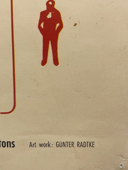 Beige background with red silhouette of a person and text 'Art work: Gunter Radtke' on the right.
