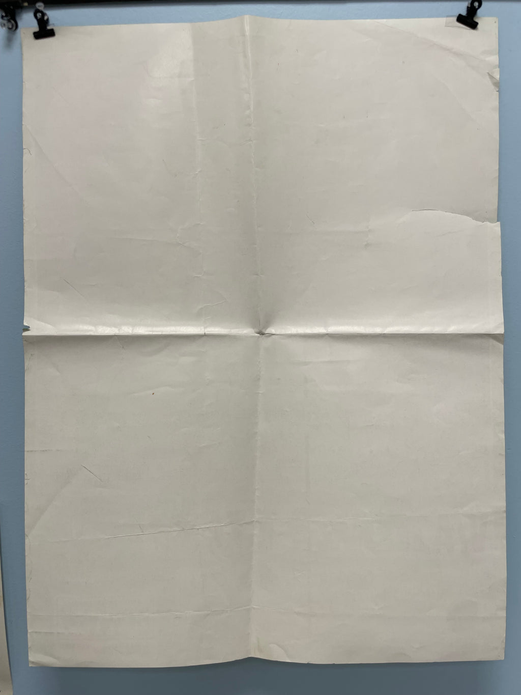 White paper on a blue background