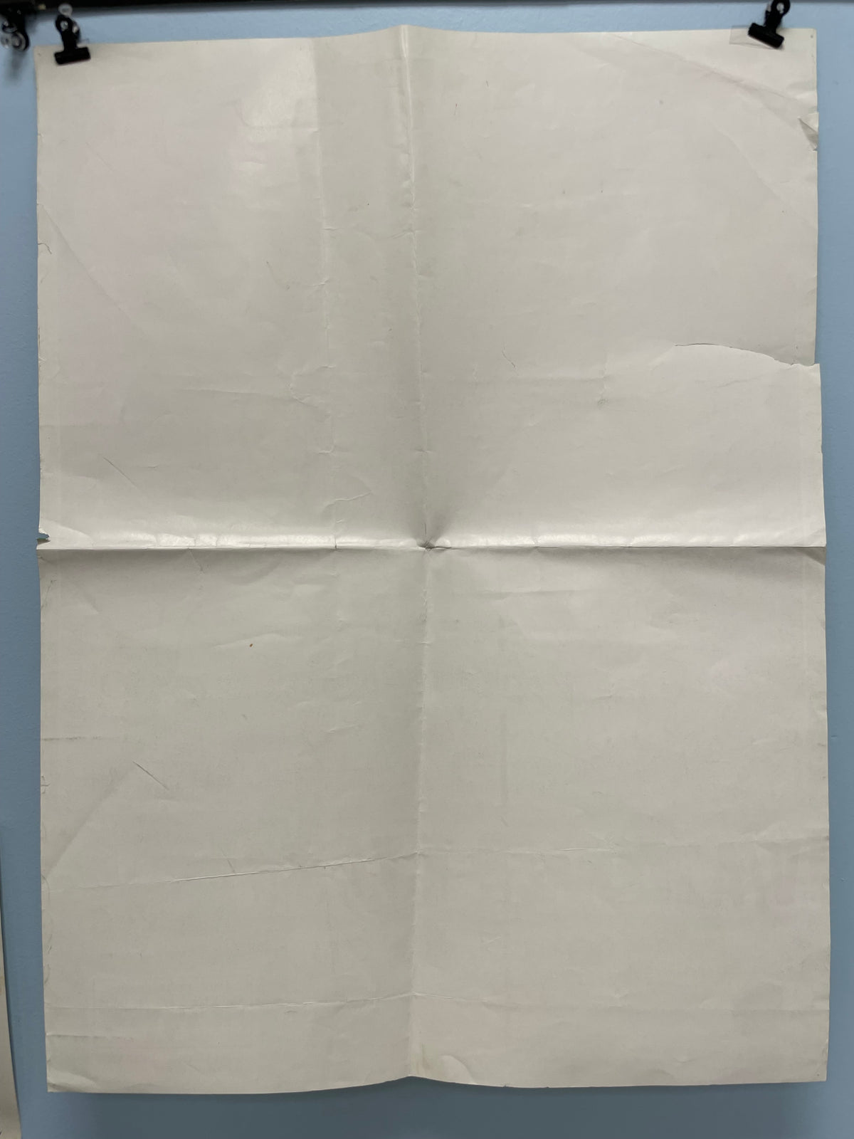 White paper on a blue background