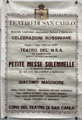 Vintage poster for a Rossini opera performance at Teatro San Carlo, featuring text and decorative elements.
