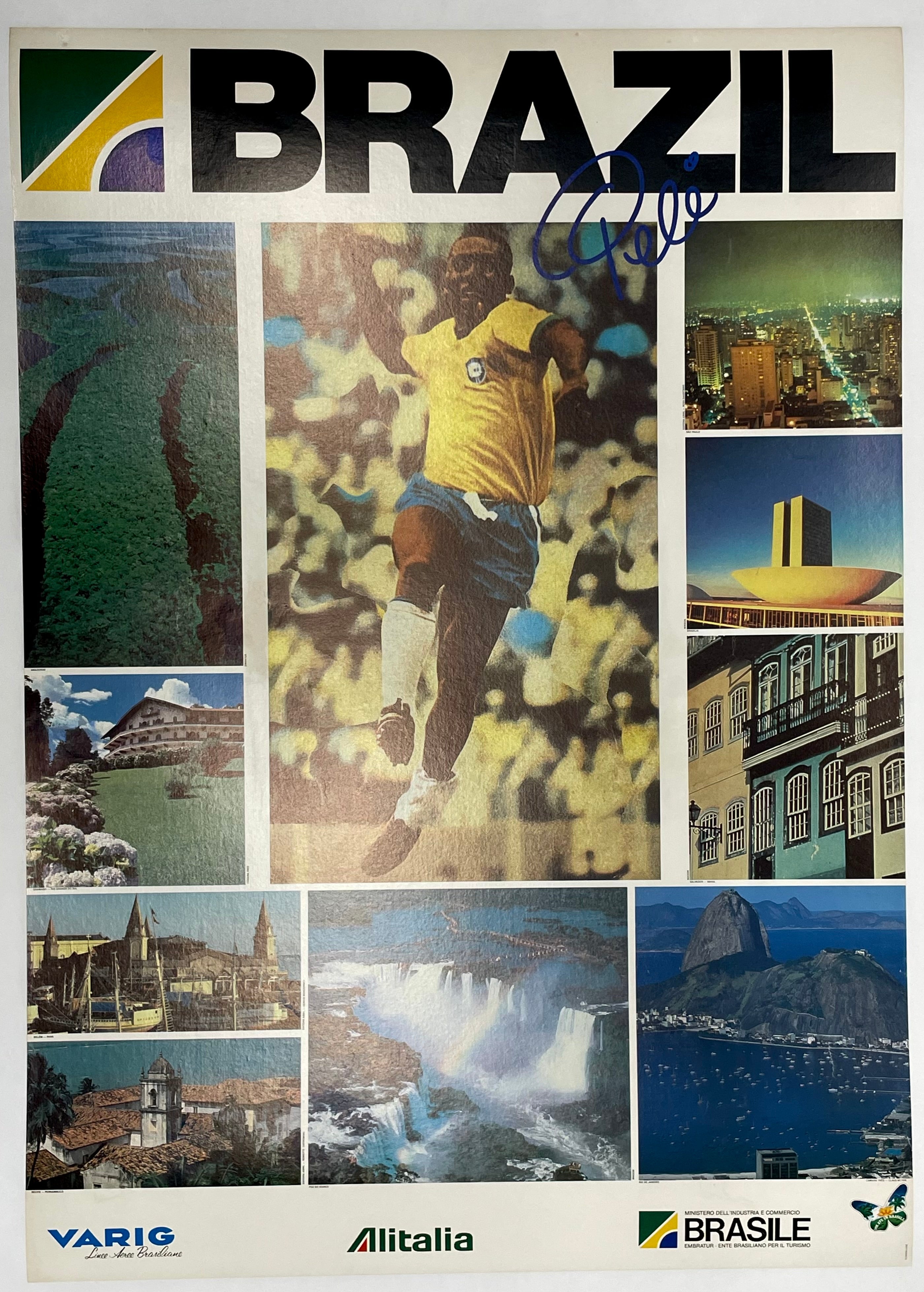Brazil Pelé Varig-Alitalia Airlines Vintage Travel Poster c.2001 | Happiest Kid Finds Happiest Kid Finds