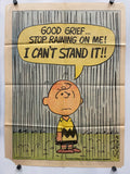Peanuts character, Charlie Brown, expressing frustration with being rained on.