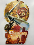 Decorative wall piece with a sword, helmet, and 'Atari Warlords' logo on a white background