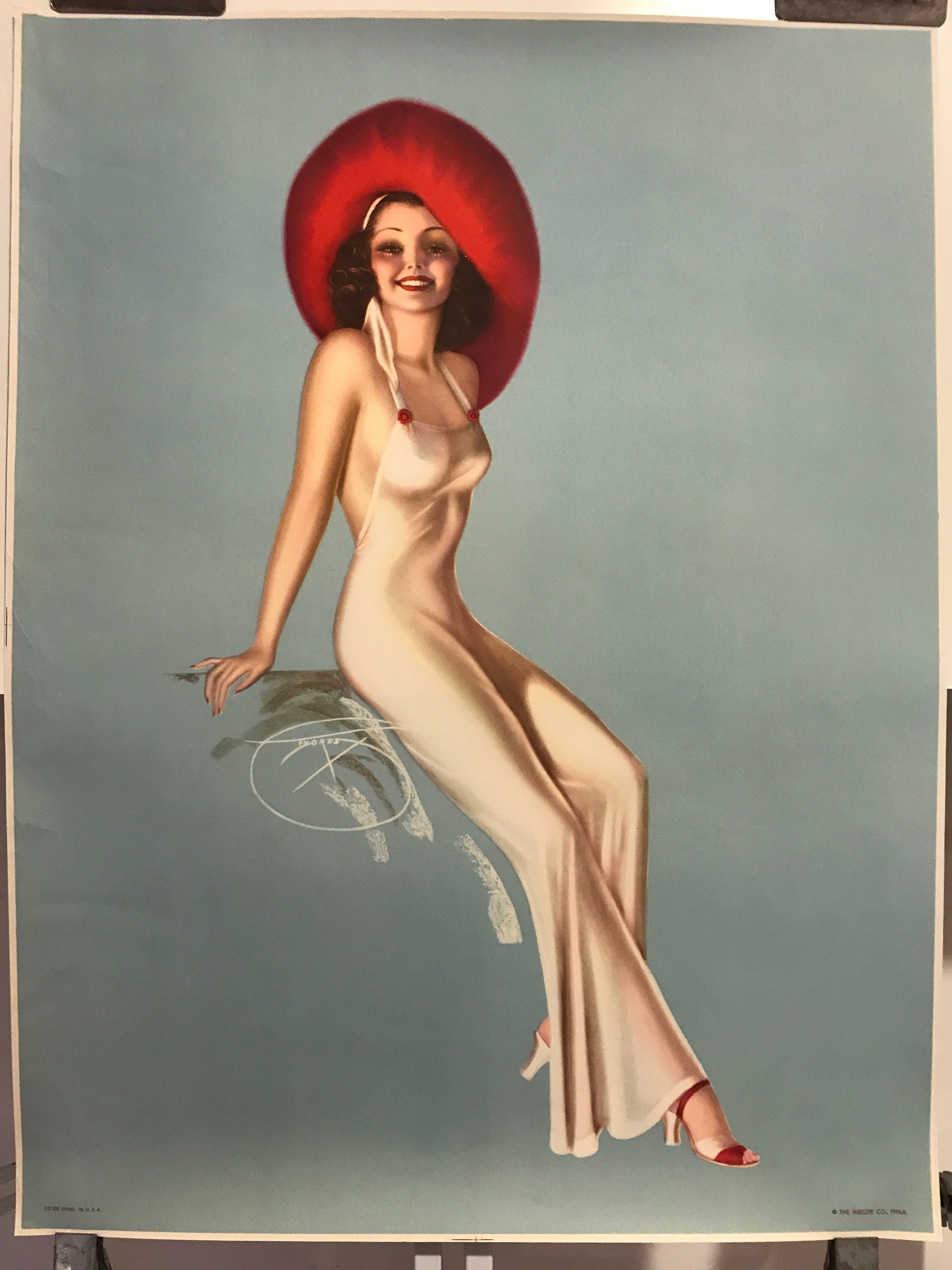 The Weiler Co. - early vintage pin up lithograph by Billy Devorss, c.1940s - HAPPIEST KID FINDS - Museum-quality antique and vintage posters, original art, preservation and restoration