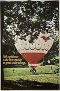 Vintage poster featuring a hot air balloon in a park with the text 'SELF-CONFIDENCE IS THE FIRST REQUISITE TO GREAT UNDERTAKINGS' and a quote by Samuel Johnson. The background shows a landscape with trees and people.