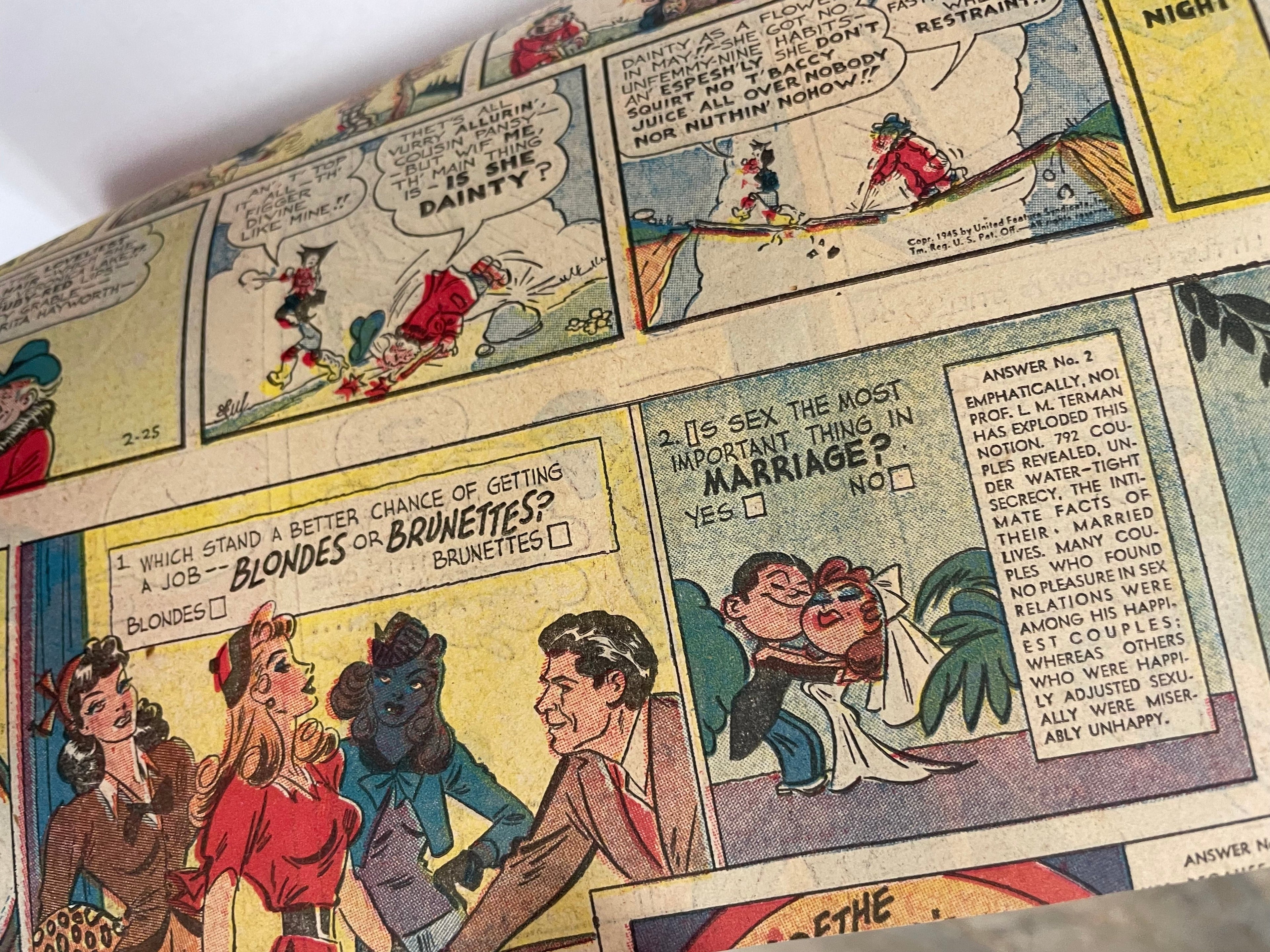 Miss Fury, antique comic clipping, 1943 Happiest Kid Finds
