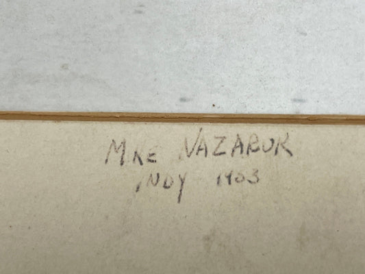 Signature on a textured surface with 'M. E. Vazabok' and 'Nov 1903' written in black ink.
