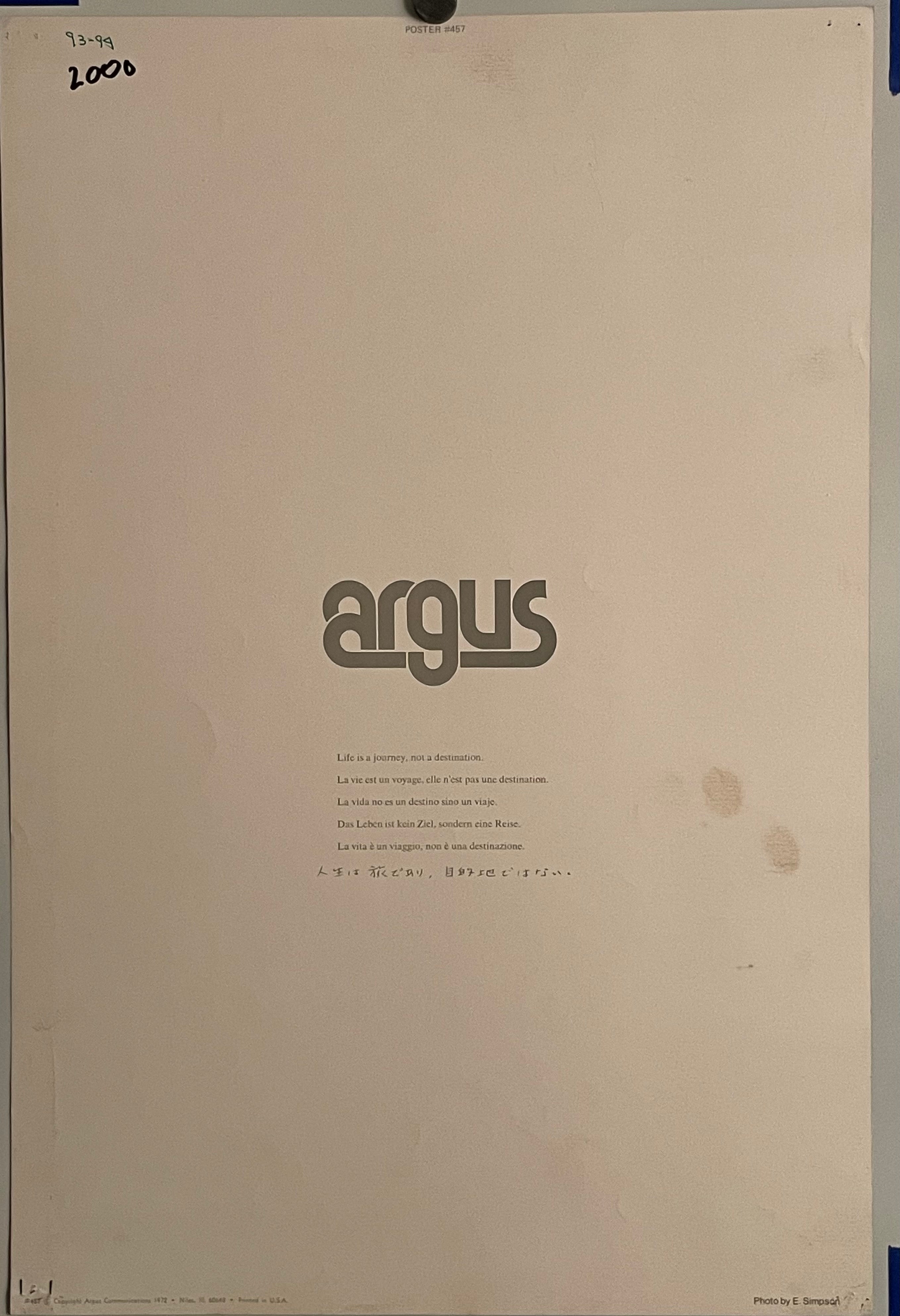 Life is a Journey Not a Destination (#457), vintage ARGUS Communications poster, 1972 Happiest Kid Finds