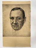 portrait with high collar, hand-signed in pencil, vintage etching Happiest Kid Finds