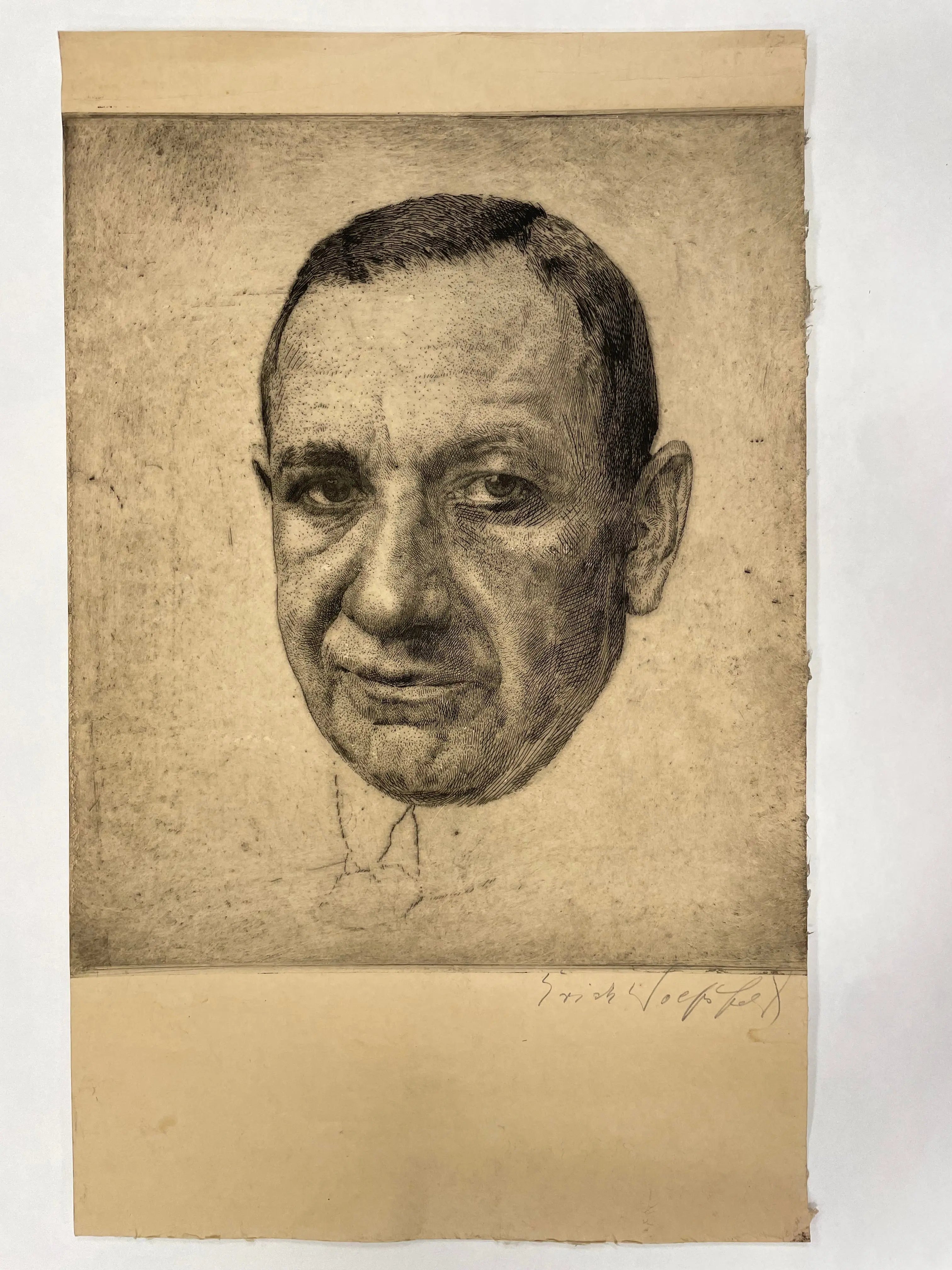 portrait with high collar, hand-signed in pencil, vintage etching Happiest Kid Finds