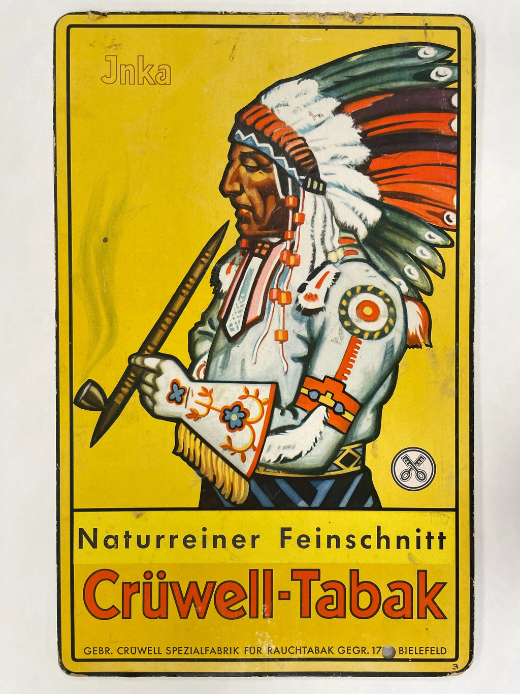 Cruwell-Tabak, antique German window / counter display card with stand, 1930s Happiest Kid Finds