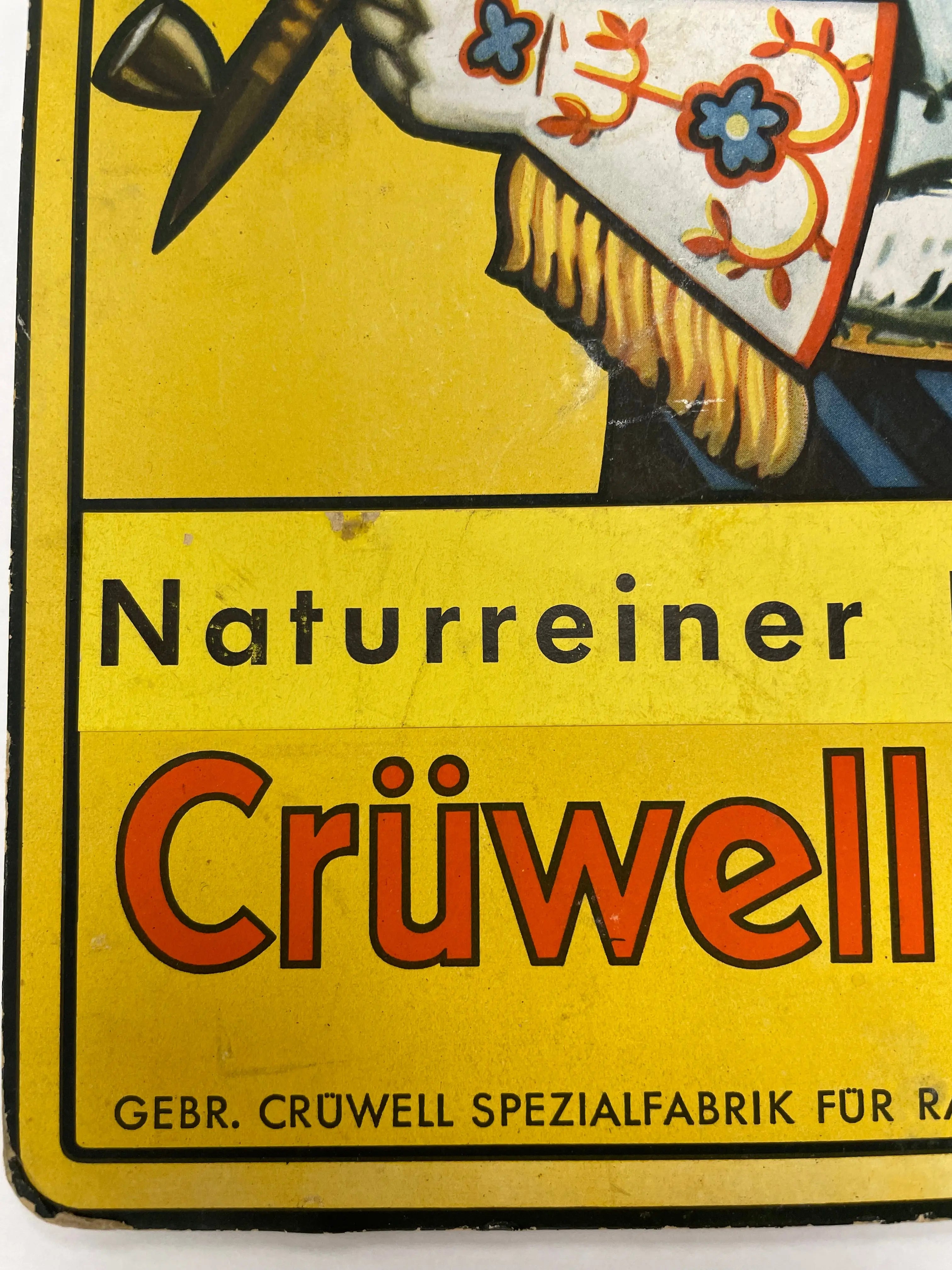 Cruwell-Tabak, antique German window / counter display card with stand, 1930s Happiest Kid Finds