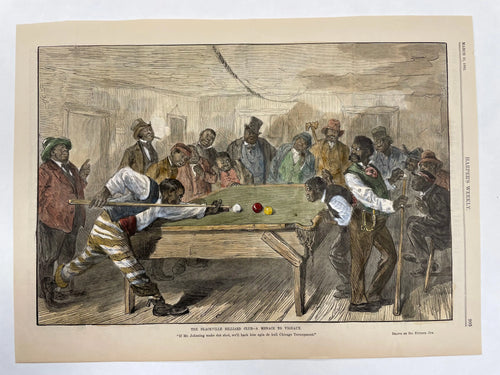 antique hand-colored Blackville Billiard Club page, 1883 Happiest Kid Finds