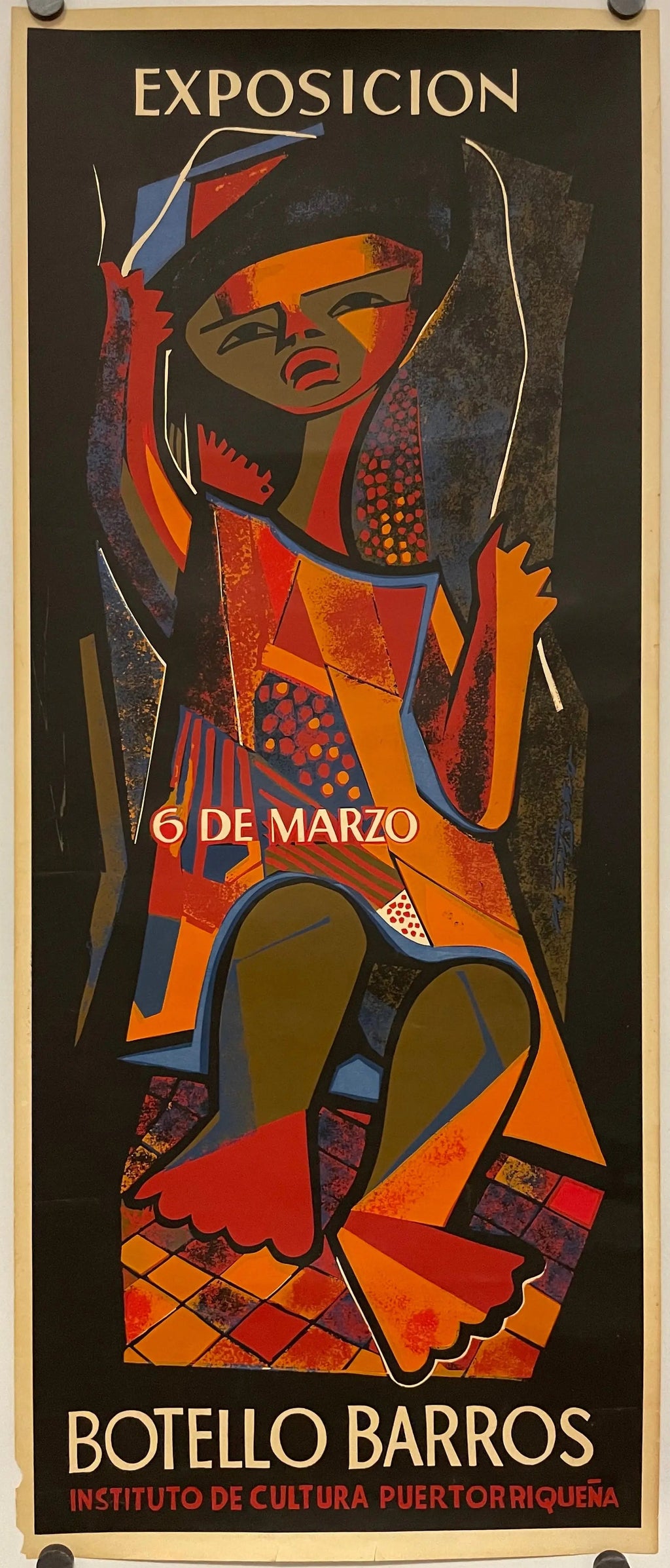 Exposicion 6 de Marzo, Botello Barros, vintage exhibition poster, 1964 Happiest Kid Finds