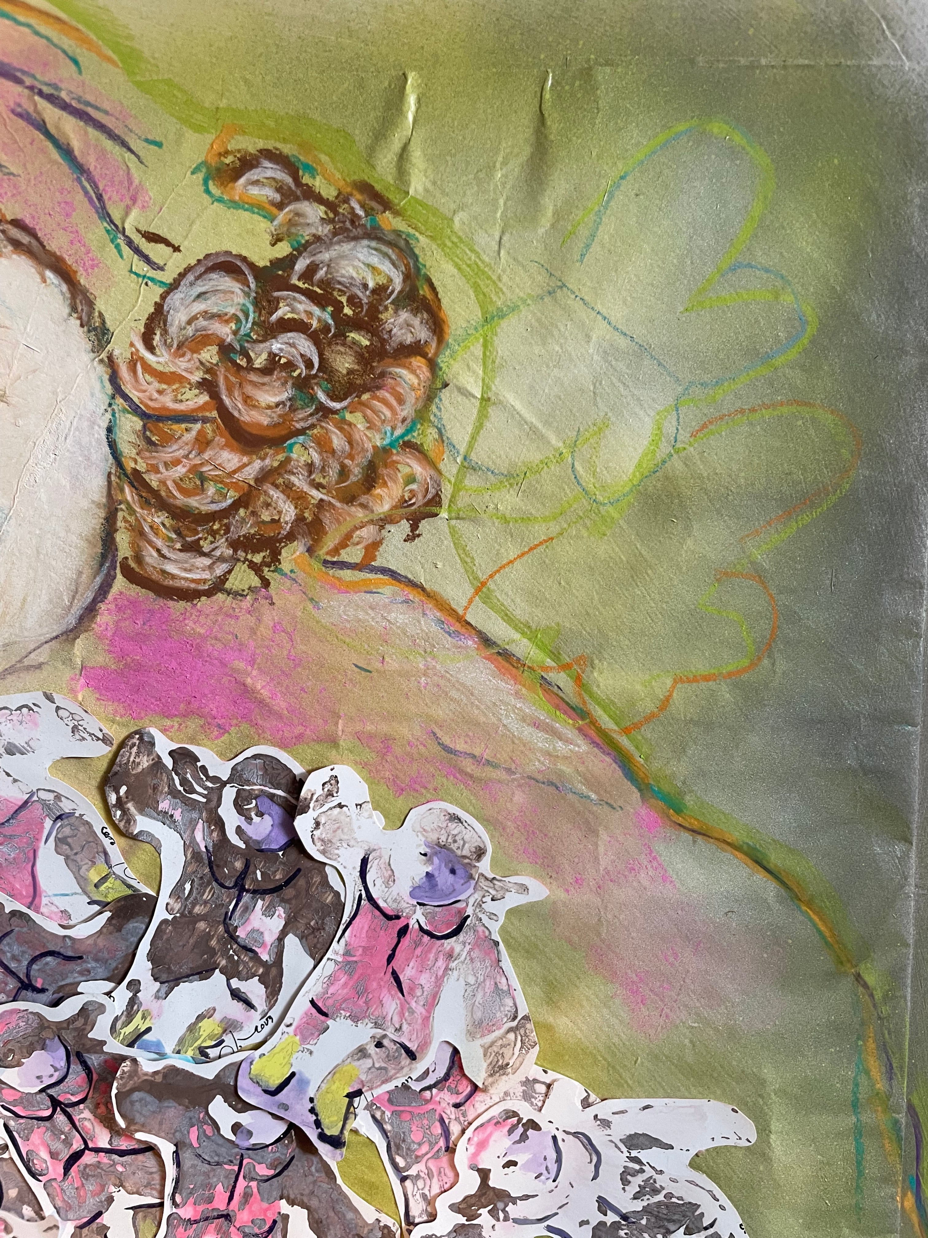 ‘At Play’ Original Mixed Media  (2010) Collage by Milagros Melendez | art restoration vintage poster art gallery