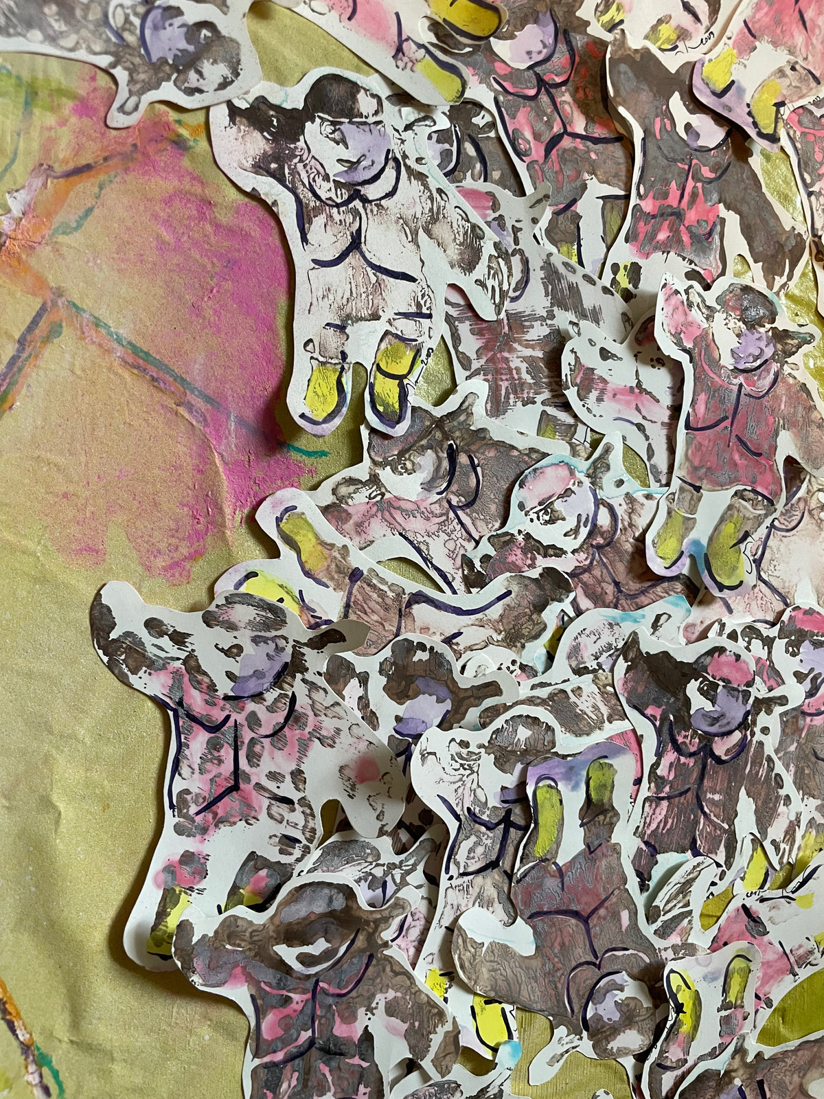 ‘At Play’ Original Mixed Media  (2010) Collage by Milagros Melendez | art restoration vintage poster art gallery
