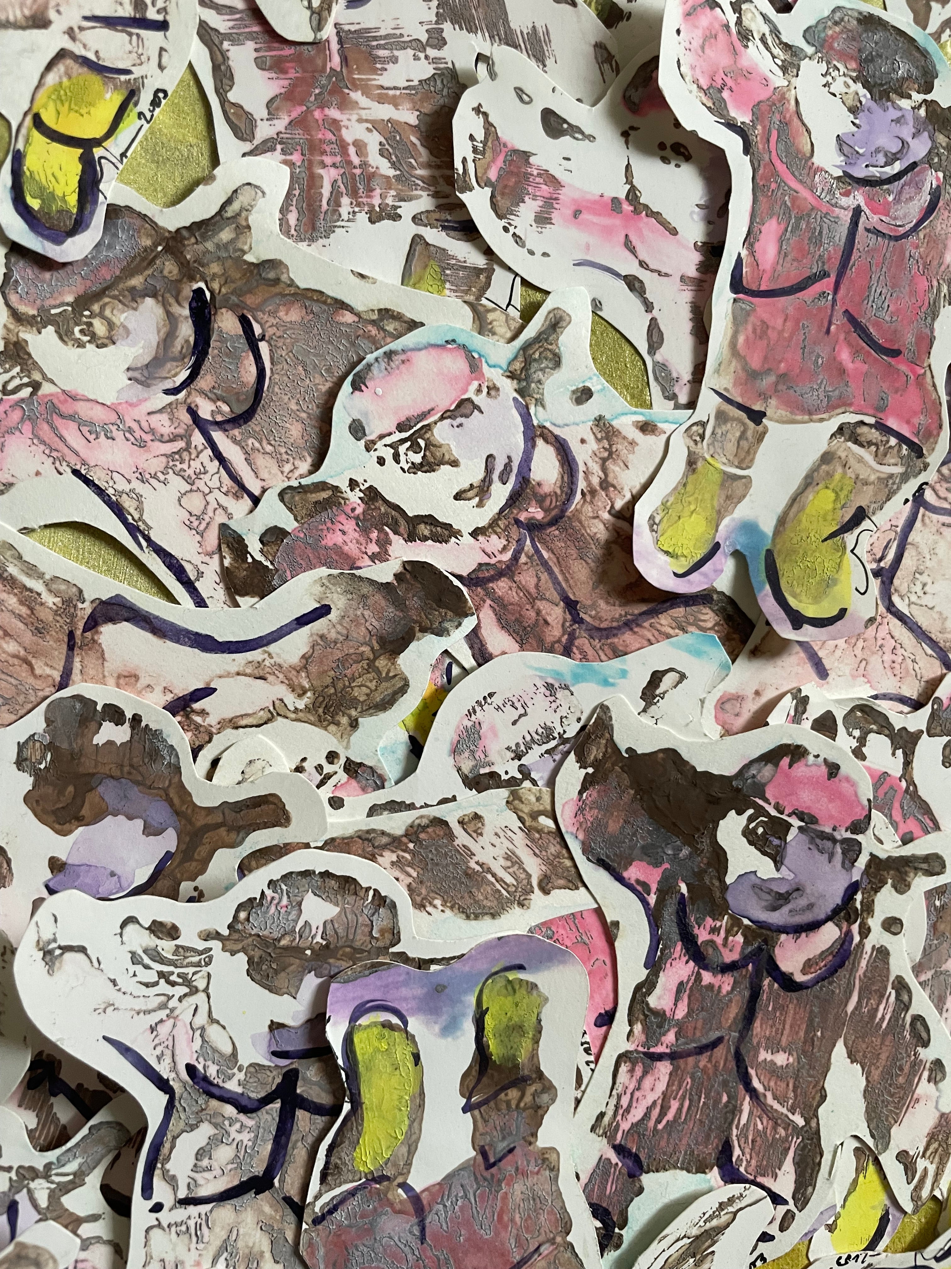 ‘At Play’ Original Mixed Media  (2010) Collage by Milagros Melendez | art restoration vintage poster art gallery