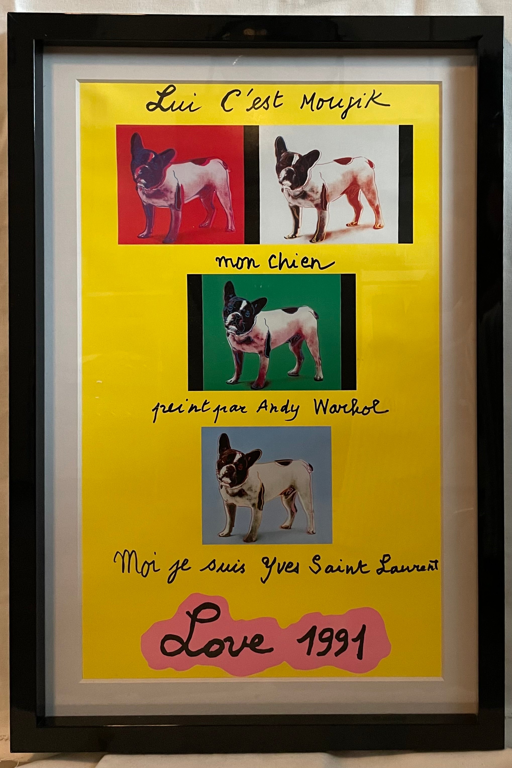‘Lui C’est Moujik-Love 1991’ vintage lithographic poster by Yves Saint Laurent | art restoration vintage poster art gallery
