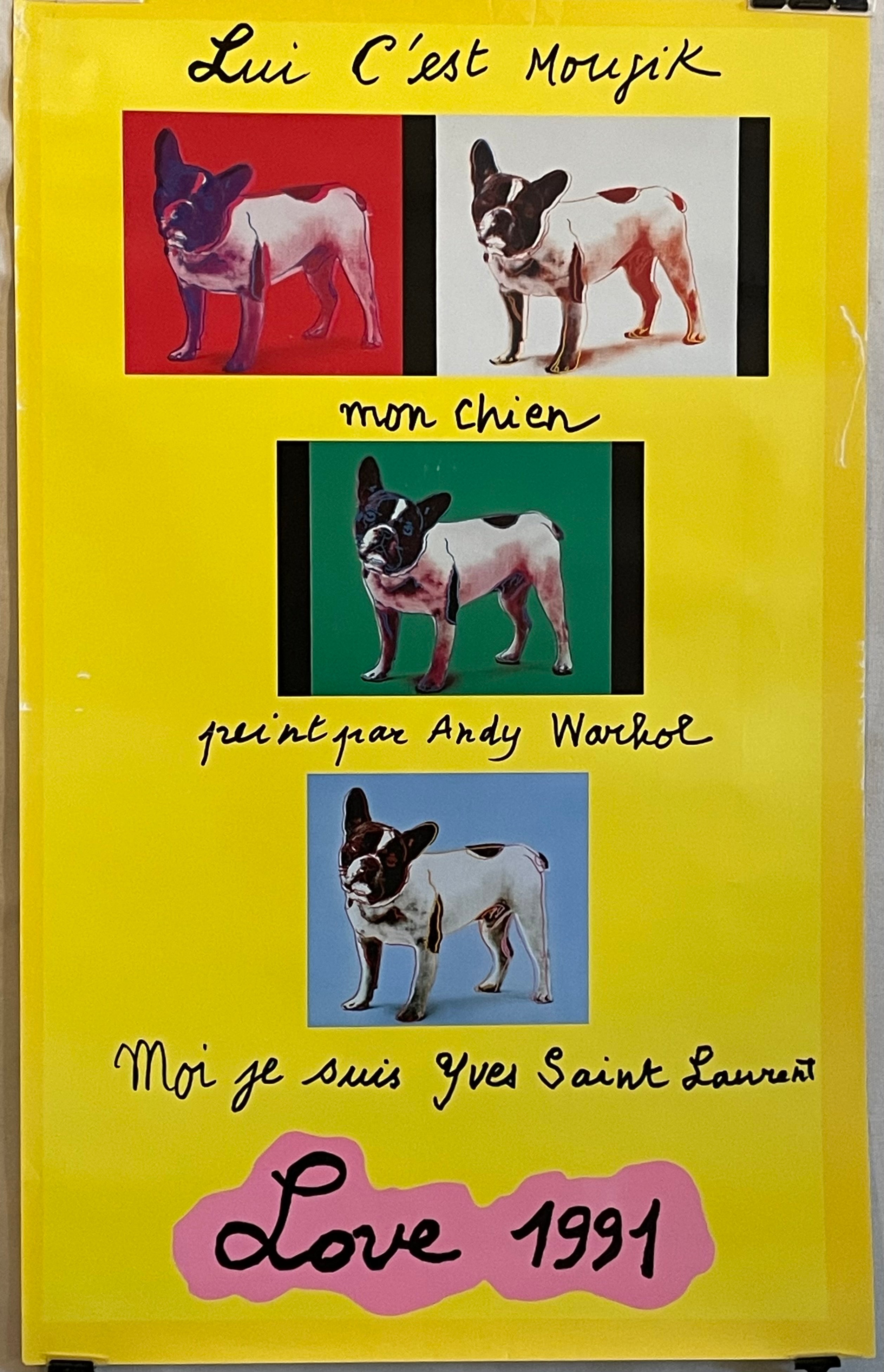 ‘Lui C’est Moujik-Love 1991’ vintage lithographic poster by Yves Saint Laurent | art restoration vintage poster art gallery
