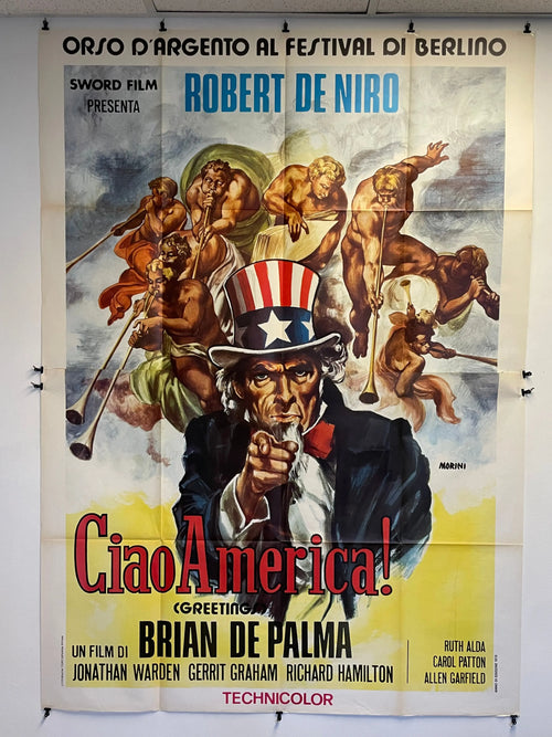 Ciao America!, vintage Italian film poster release of Brian De Palma's Greetings, 1979 Happiest Kid Finds