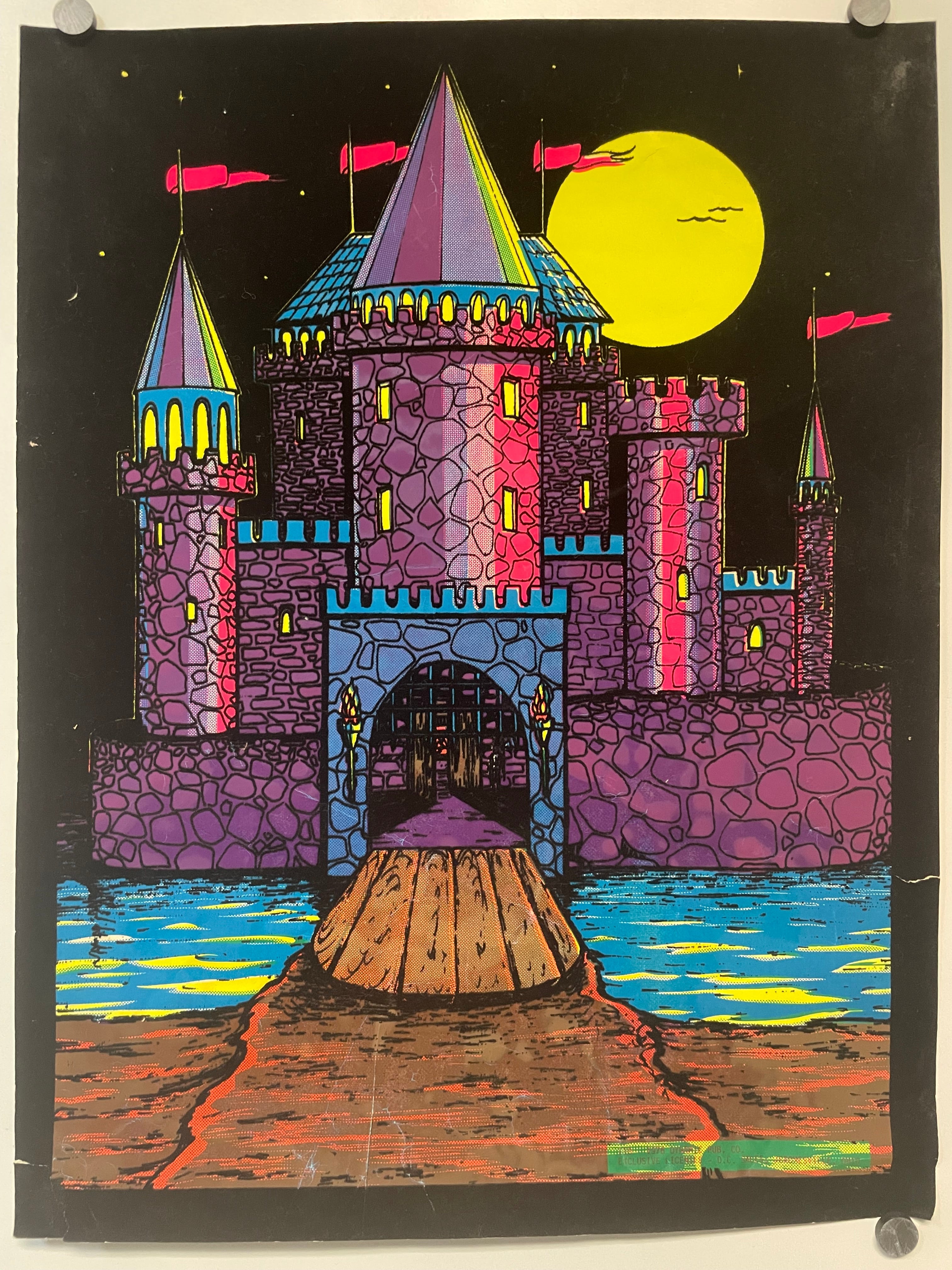 Castle (flocked), vintage black light poster, 1976 Welcome to HAPPIEST KID FINDS ... Discover Unique Vintage Posters, Design and Art Preservation