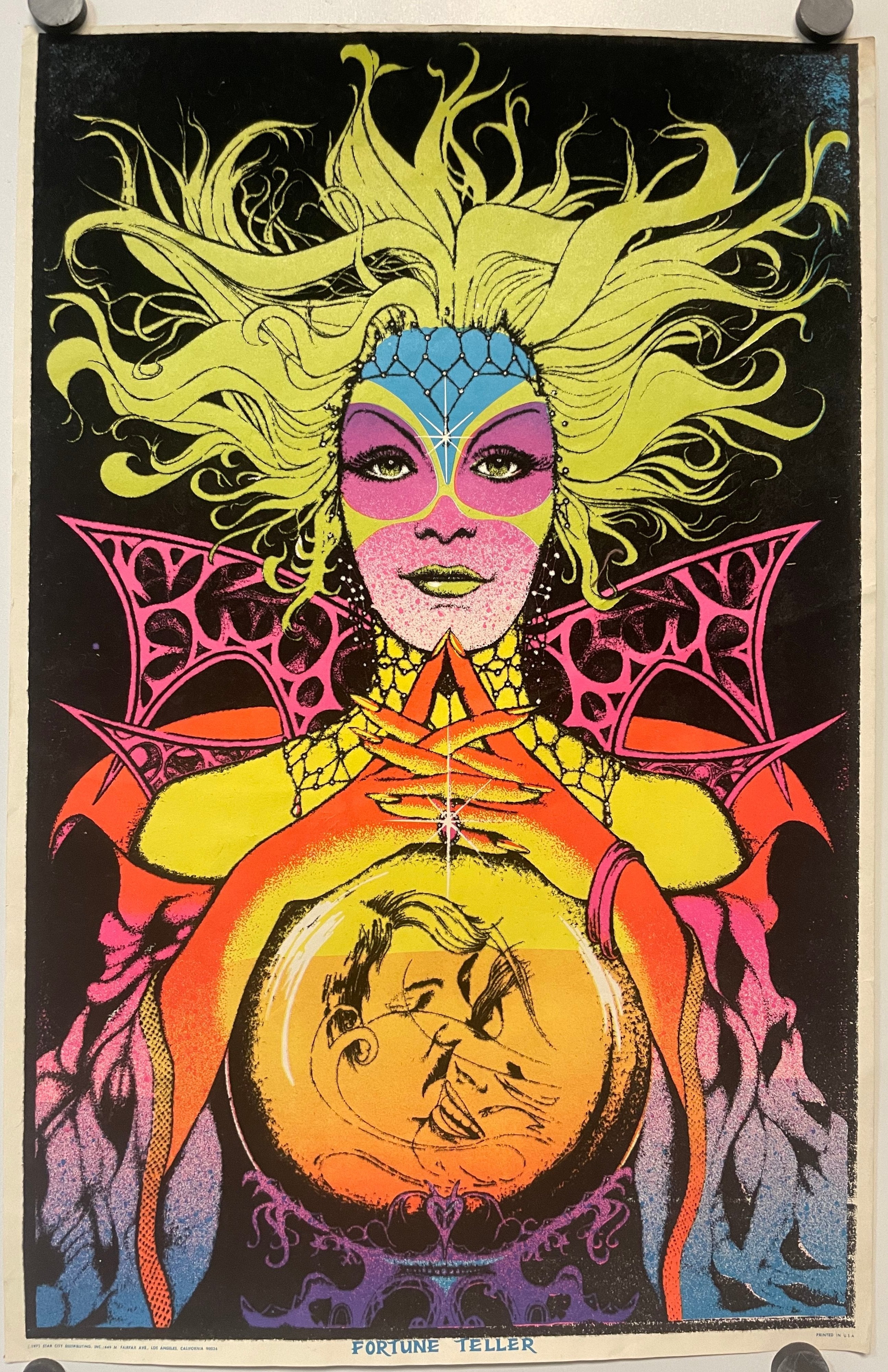 Fortune Teller (flocked), vintage black light poster, 1971 Welcome to HAPPIEST KID FINDS ... Discover Unique Vintage Posters, Design and Art Preservation