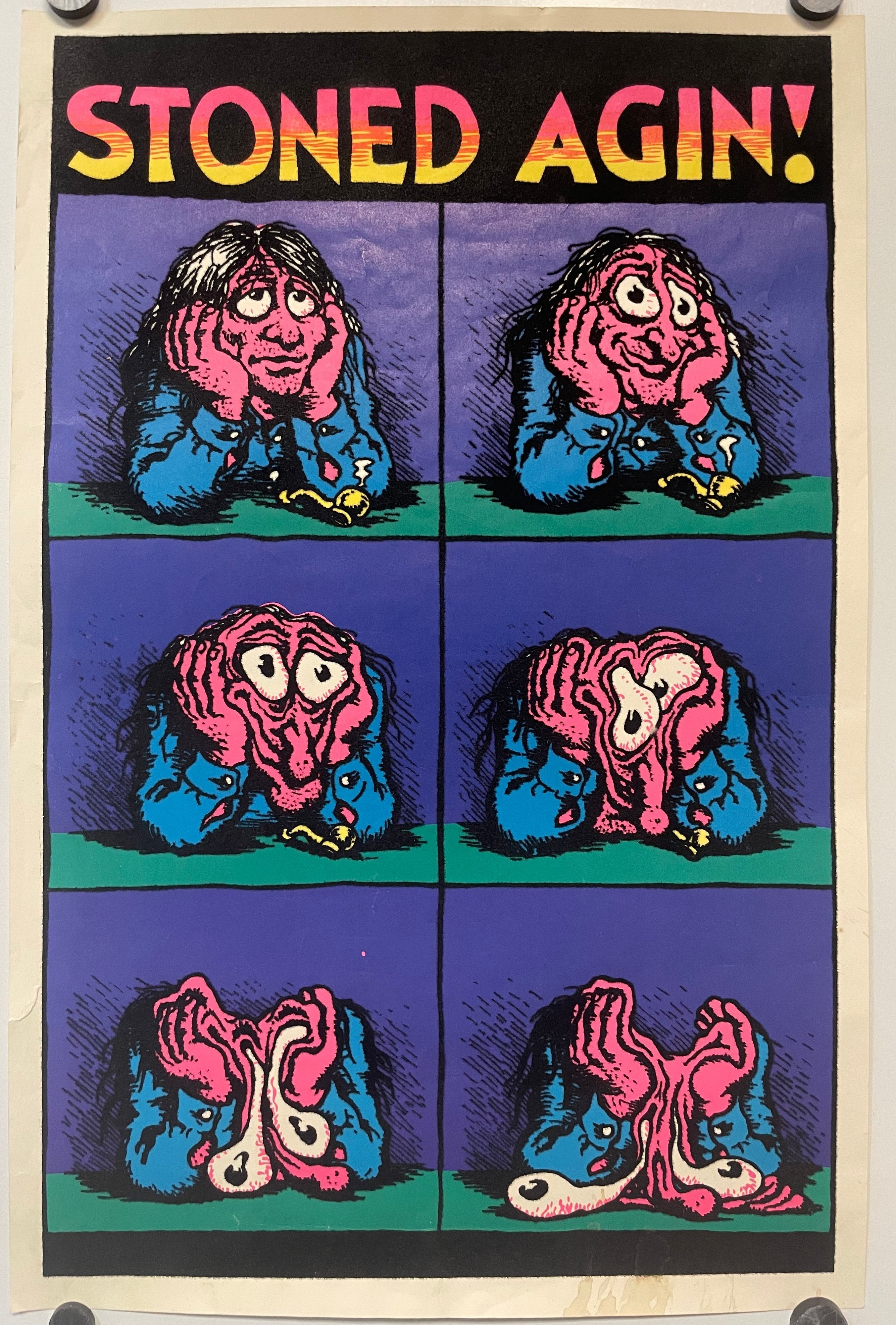 Stoned Agin! (Flocked), vintage black light poster, c.1970 Welcome to HAPPIEST KID FINDS ... Discover Unique Vintage Posters, Design and Art Preservation