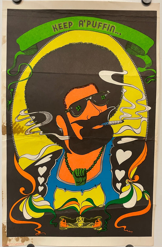 Keep A’Puffin…., vintage counterculteral poster, 1977