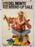 Del Monte Round-Up Sale - Hawaiian Paniolo, vintage food advertising poster (playing ukulele), c.1960 Happiest Kid Finds